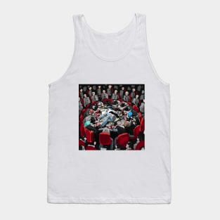 People Resting Head on Round Table Tank Top